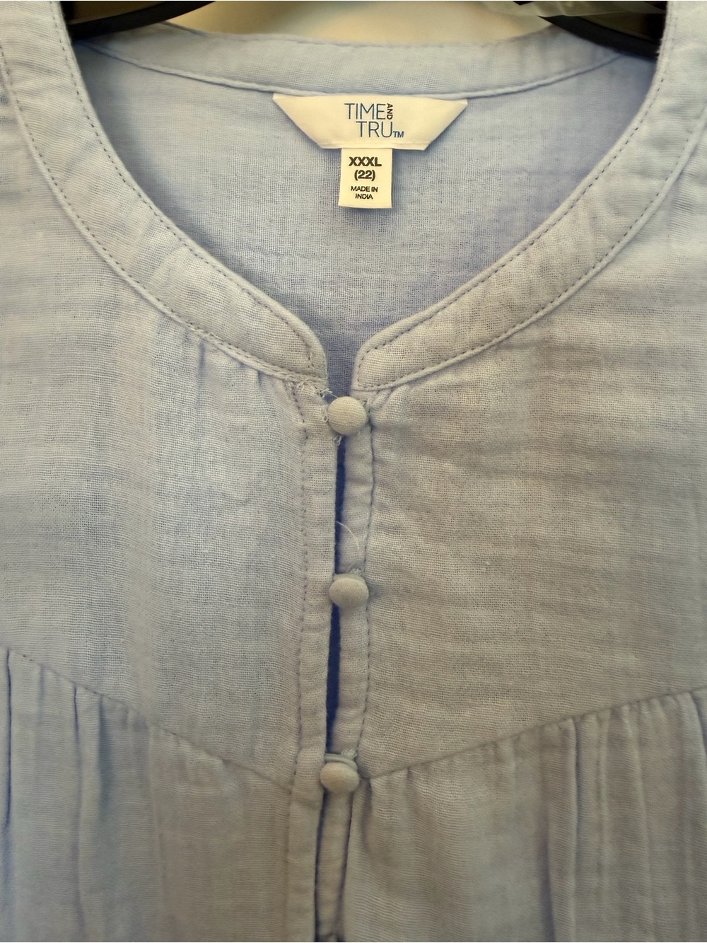 3XL Light Blue Button-Front Ruffle mini Dress - Picture 3 of 4
